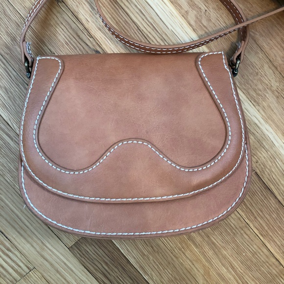 Brown Faux Leather Mini Crossbody Purse Adjustable - Picture 2 of 3